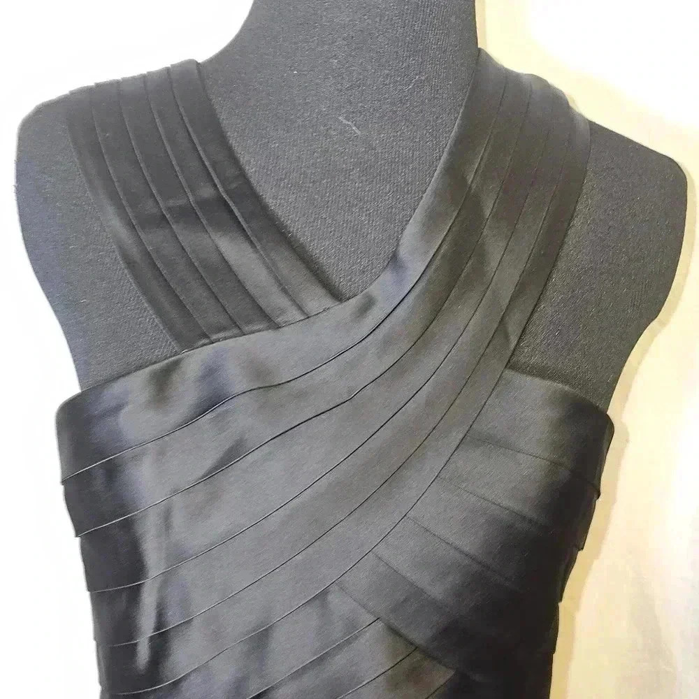 BCBG Maxazria Black Multilayered Satin Tulle Formal Mini Dress Sz 8 Evening Wear - Picture 3 of 13